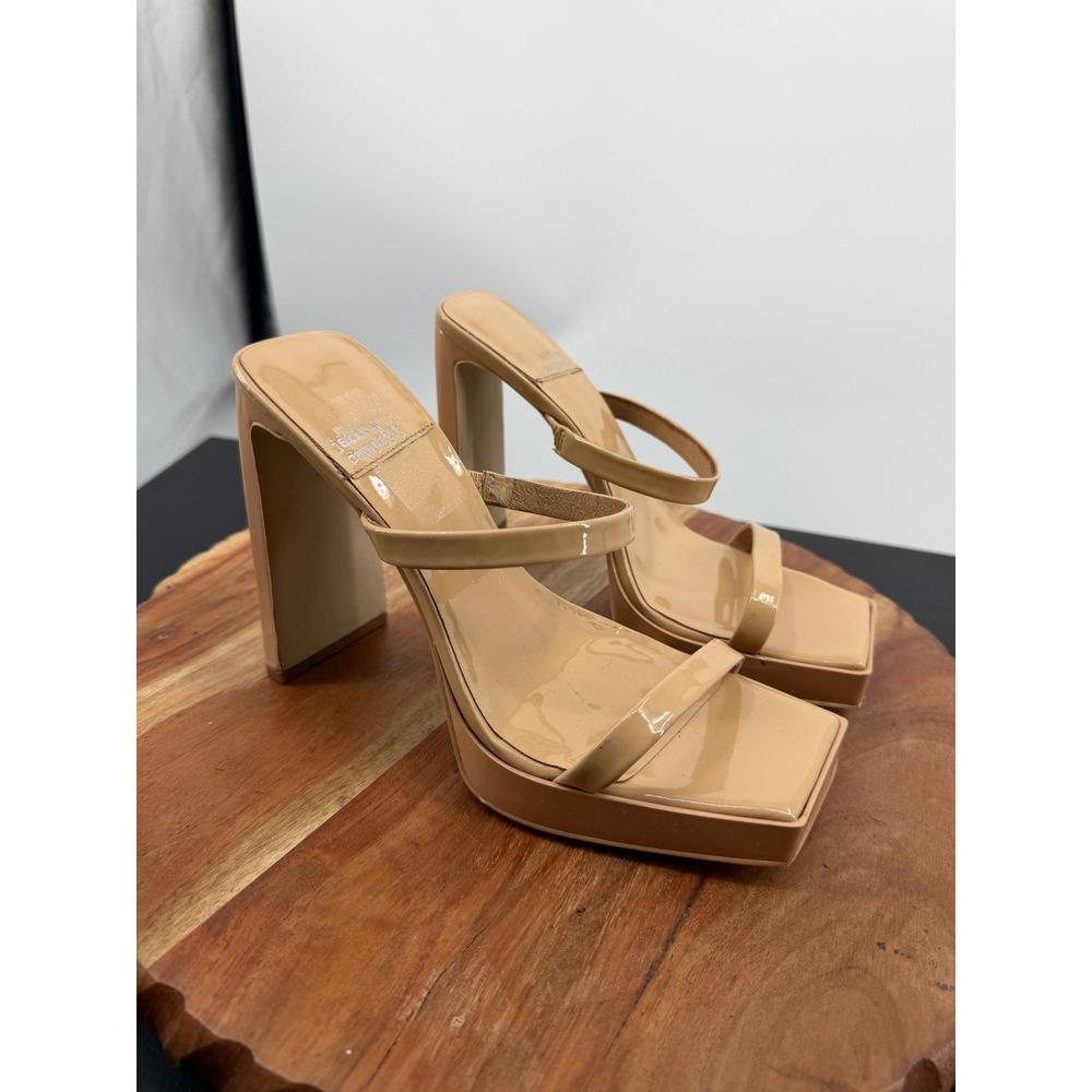 Jeffrey Campbell Bubblegum Sandals Women 6.5 Nude Patent Square Toe Platform